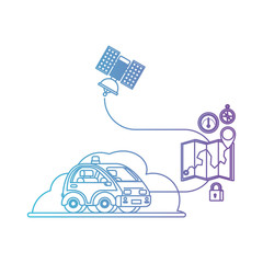 isometric car with gps service icons vector illustration design