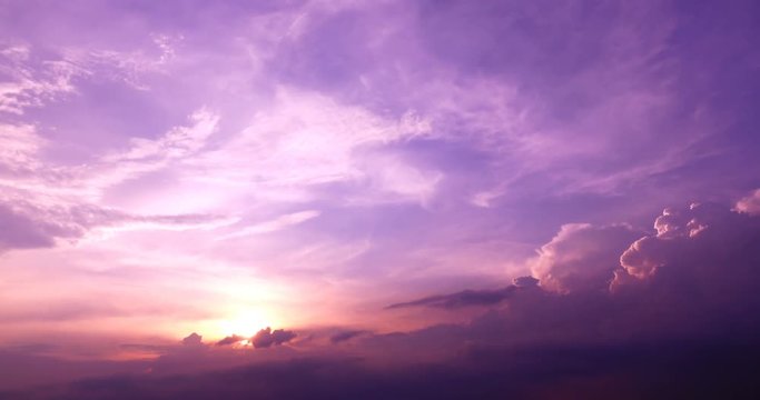 Direct sun set and cloud sky time lapse ,4K video