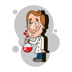 Scientist kid holding test tube