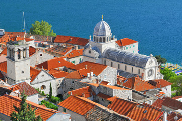 The Cathedral of St. James is a triple nave basilica with three apses and a dome in the city of Sibenik, Croatia.