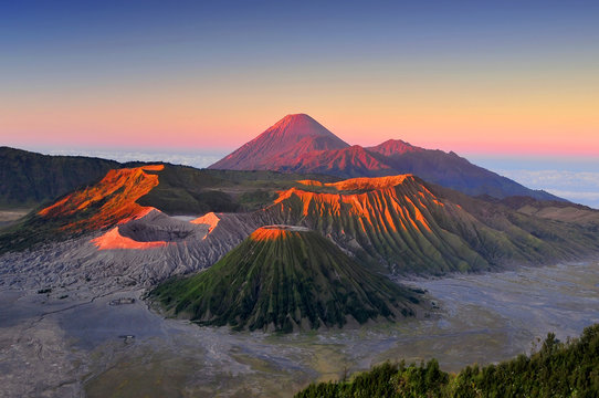 Bromo volcano at sunrise, Tengger Semeru National Park, East Java, Indonesia.