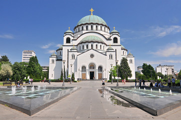 Fototapeta na wymiar Saint Sava cathedral and Monument of Karageorge Petrovitch in Belgrade, Serbia.