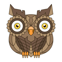 Brown owl with big eyes