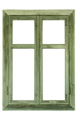 Old wooden window, isolated on white