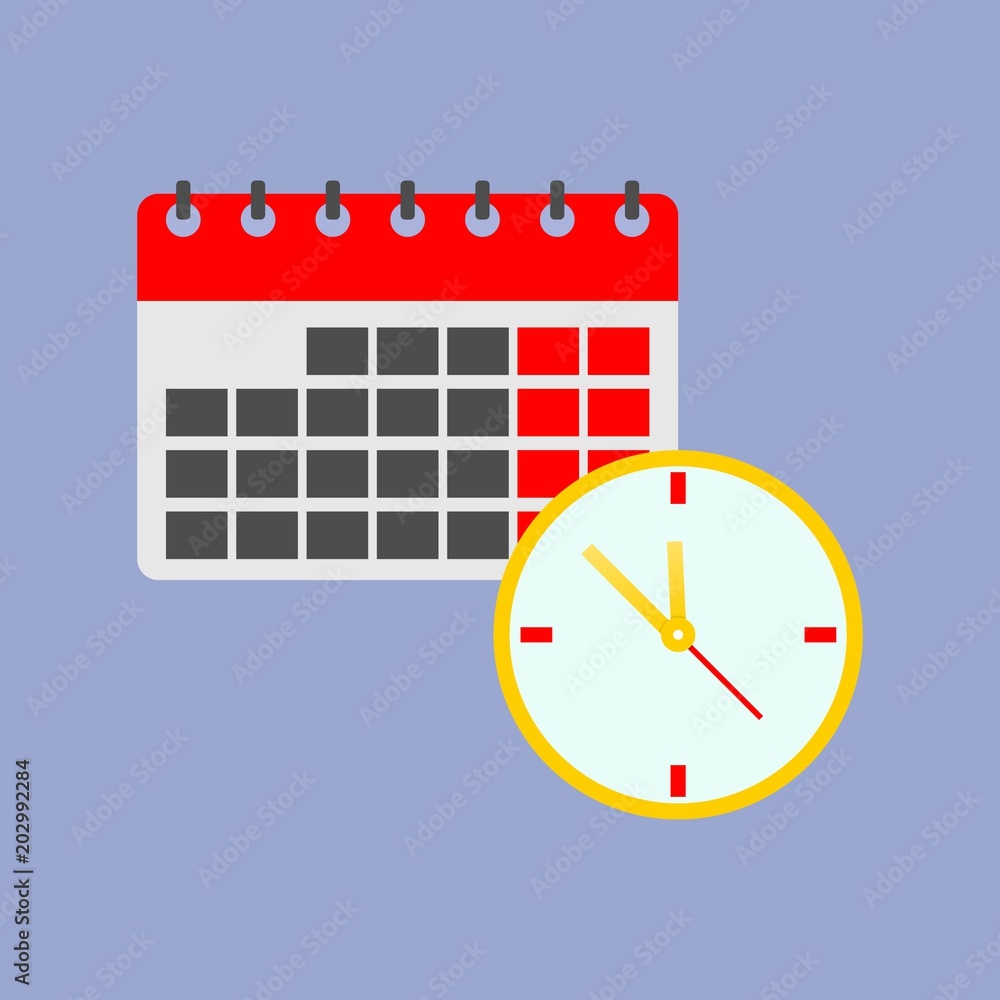 Poster vector color clock icon and calendar. time management icon