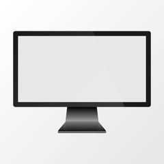Vector illustration of a modern computer monitor. Monitor with white blank screen