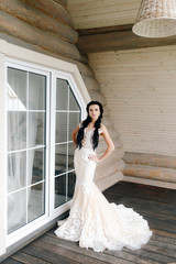 portrait of a bride in a luxurious home dress