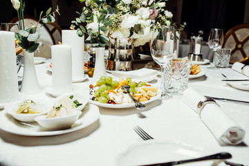 Elegant table setting in wedding