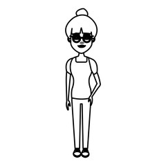 Young woman cartoon with casual clothes vector illustration graphic design