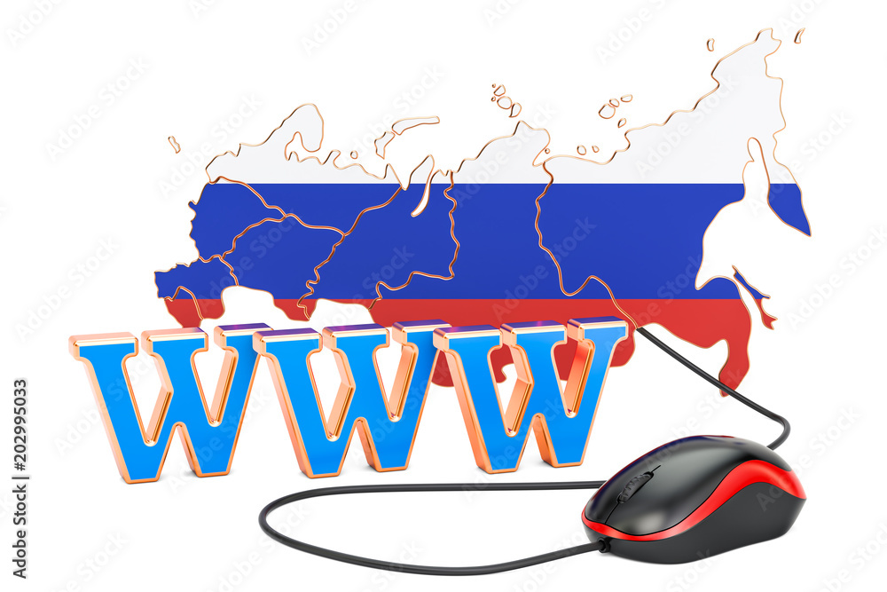 Poster internet network in russia concept. 3d rendering