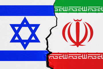 Israel and Iran political conflict concept. 3D rendering