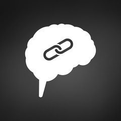 intelligence brain with connection or link icon. vector illustration isolated on black modern background.