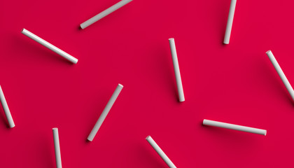 Abstract 3d rendering of geometric background with cylinder shapes. Modern striped minimalistic design for poster, cover, branding, banner, placard.