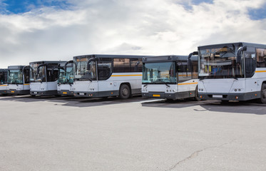 Fototapeta na wymiar tourist buses on parking