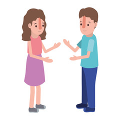 isometric little kids couple character vector illustration design