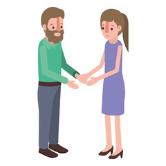 couple isometrics avatars characters vector illustration design