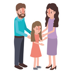 Fototapeta premium parents couple with daughter isometric characters vector illustration design