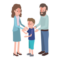 parents couple with son isometric characters vector illustration design