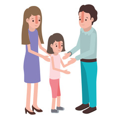 parents couple with daughter isometric characters vector illustration design