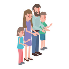parents couple with son and daughter isometric vector illustration design
