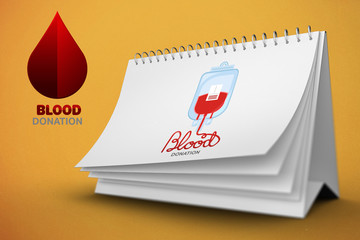 Blood donation against orange background