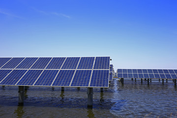 Solar panels on the water
