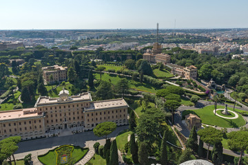 Fototapeta premium Amazing Panorama to Vatican and city of Rome from dome of St. Peter's Basilica, Italy