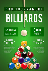Billiard poster for snooker and pool sport game - obrazy, fototapety, plakaty