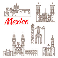 Travel landmark of mexican architecture icon