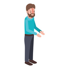 isometric man with beard avatar character vector illustration design