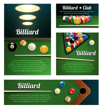 Billiard sport club and poolroom banner template