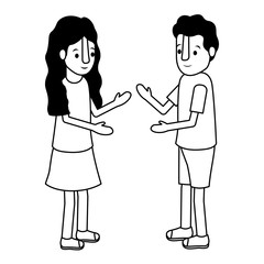 isometric little kids couple character vector illustration design