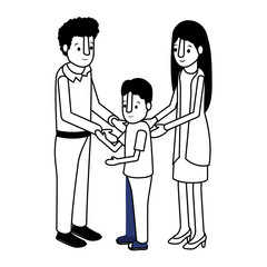 parents couple with son isometric characters vector illustration design
