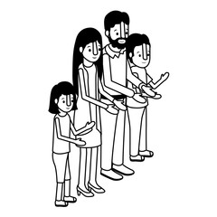 parents couple with son and daughter isometric vector illustration design