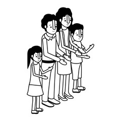 parents couple with son and daughter isometric vector illustration design