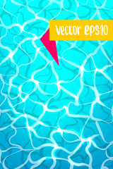Fototapeta na wymiar Vertical Hello summer pattern poster. Sea water pool waves vector background illustration. Travel tropical relax spa banner. Clear underwater template.