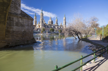 ZARAGOZA, SPAIN - MARCH 3, 2018: The cathedral  Basilica del Pilar.