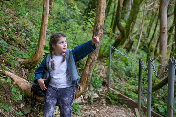 tourist girl in the woods