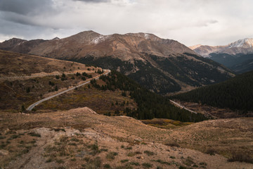 A highway running through the mountains in Colorado. 