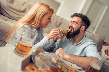 Couple having lunch at home