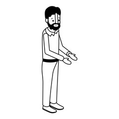 isometric man with beard avatar character vector illustration design