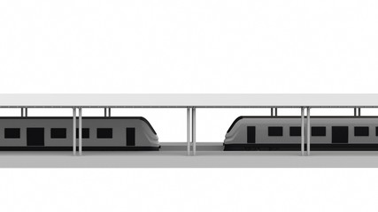 Modern passenger train on white background. 3D rendering