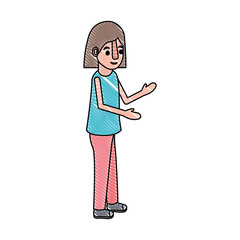 isometric little girl character vector illustration design