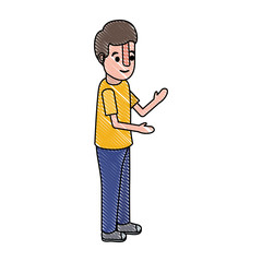 isometric little boy character vector illustration design