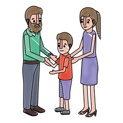 parents couple with son isometric characters vector illustration design