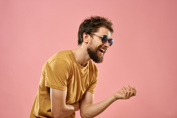 young man with headphones listening to music