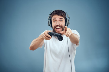 young man with headphones listening to music