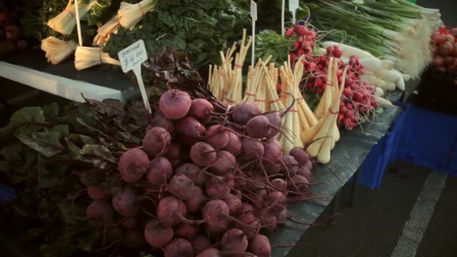 Farmer's Market Produce Beetroot Spinach Parsnips