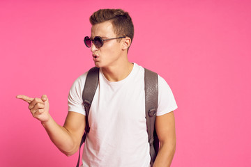 young man with headphones listening to music