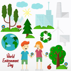 flat illustration world environment day